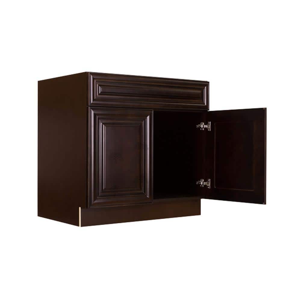 LIFEART CABINETRY Edinburgh Espresso Plywood Raised Panel Stock Assembled Sink Base Kitchen Cabinet (42 in. W x 34.5 in. H x 24 in. D)