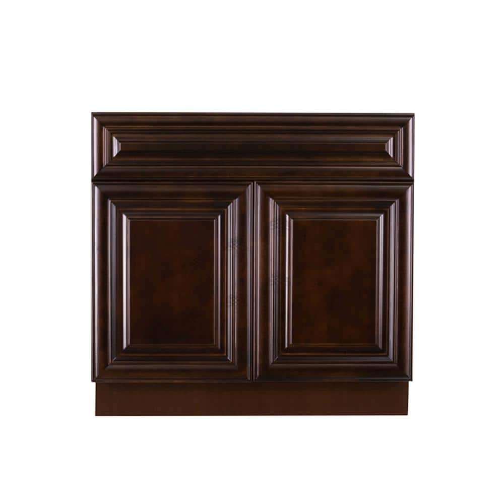 LIFEART CABINETRY Edinburgh Espresso Plywood Raised Panel Stock Assembled Sink Base Kitchen Cabinet (42 in. W x 34.5 in. H x 24 in. D)