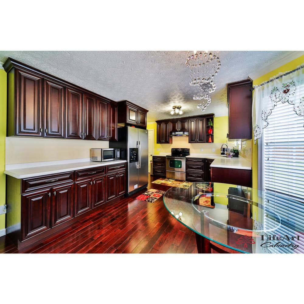 LIFEART CABINETRY Edinburgh Assembled 15 in. x 36 in. x 12 in. Wall Cabinet with 1 Door 2 Shelves in Espresso