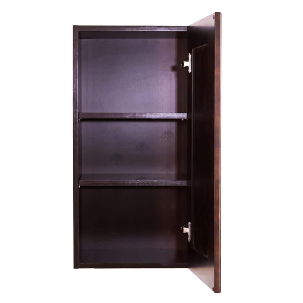 LIFEART CABINETRY Edinburgh Assembled 15 in. x 36 in. x 12 in. Wall Cabinet with 1 Door 2 Shelves in Espresso