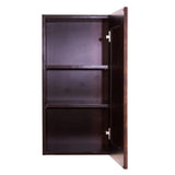LIFEART CABINETRY Edinburgh Assembled 15 in. x 36 in. x 12 in. Wall Cabinet with 1 Door 2 Shelves in Espresso
