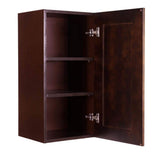 LIFEART CABINETRY Edinburgh Assembled 15 in. x 36 in. x 12 in. Wall Cabinet with 1 Door 2 Shelves in Espresso