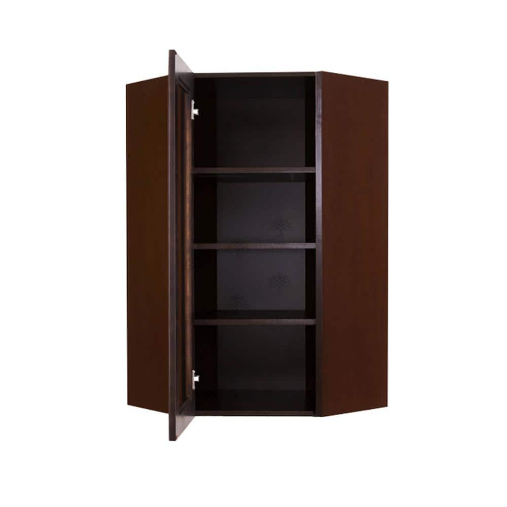 LIFEART CABINETRY Edinburgh Espresso Plywood Glass Door Stock Assembled Wall Corner Kitchen Cabinet (24 in. W x 42 in. H x 15 in. D)