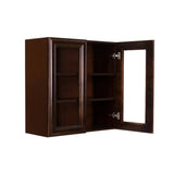 LIFEART CABINETRY Edinburgh Espresso Plywood Glass Door Stock Assembled Wall Kitchen Cabinet (36 in. W x 36 in. H x 12 in. D)