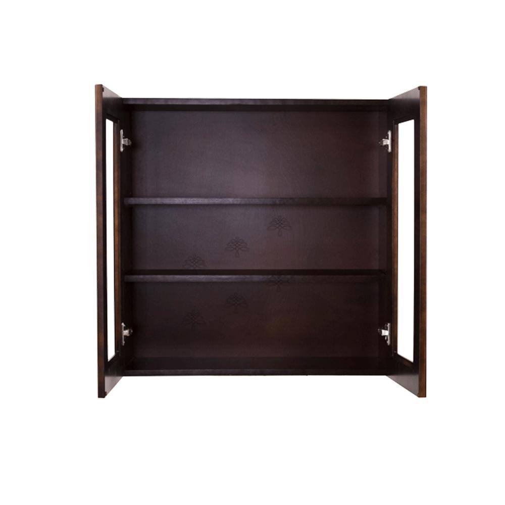 LIFEART CABINETRY Edinburgh Espresso Plywood Glass Door Stock Assembled Wall Kitchen Cabinet (36 in. W x 36 in. H x 12 in. D)