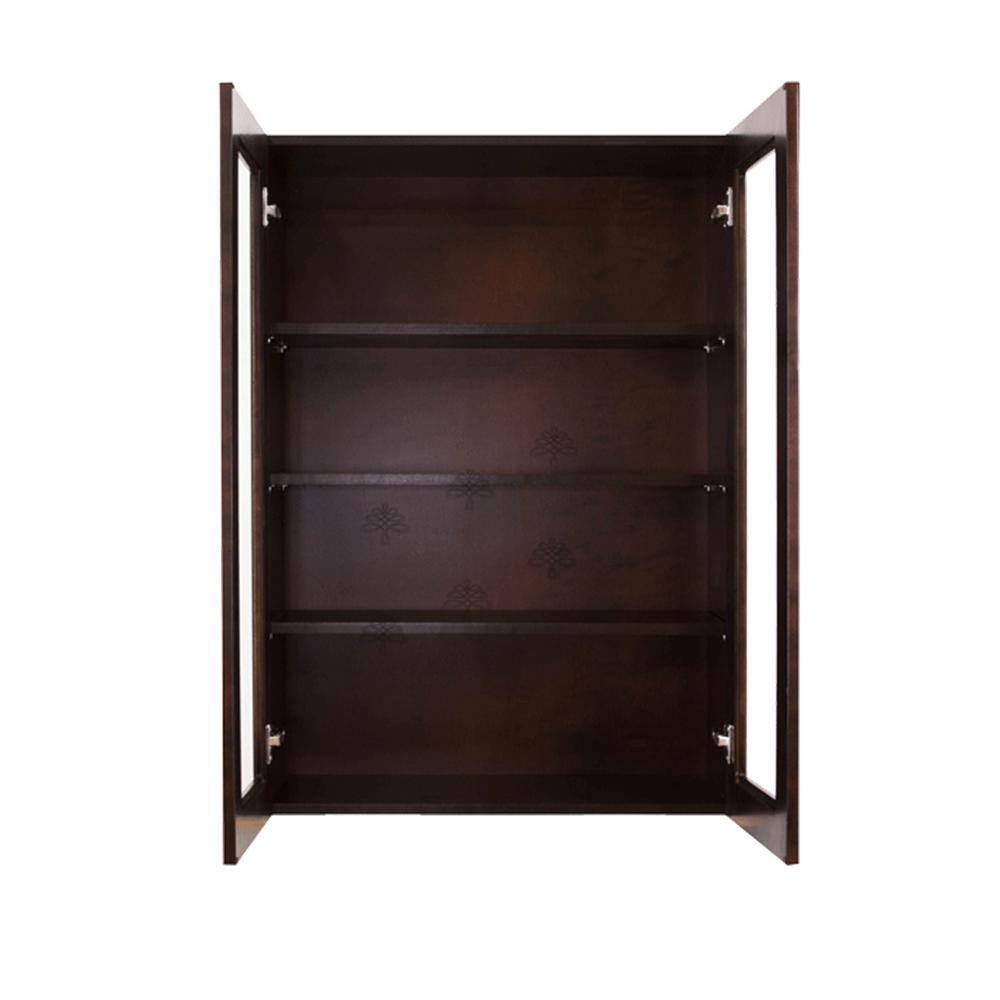 LIFEART CABINETRY Edinburgh Espresso Plywood Glass Door Stock Assembled Wall Kitchen Cabinet (36 in. W x 42 in. H x 12 in. D)