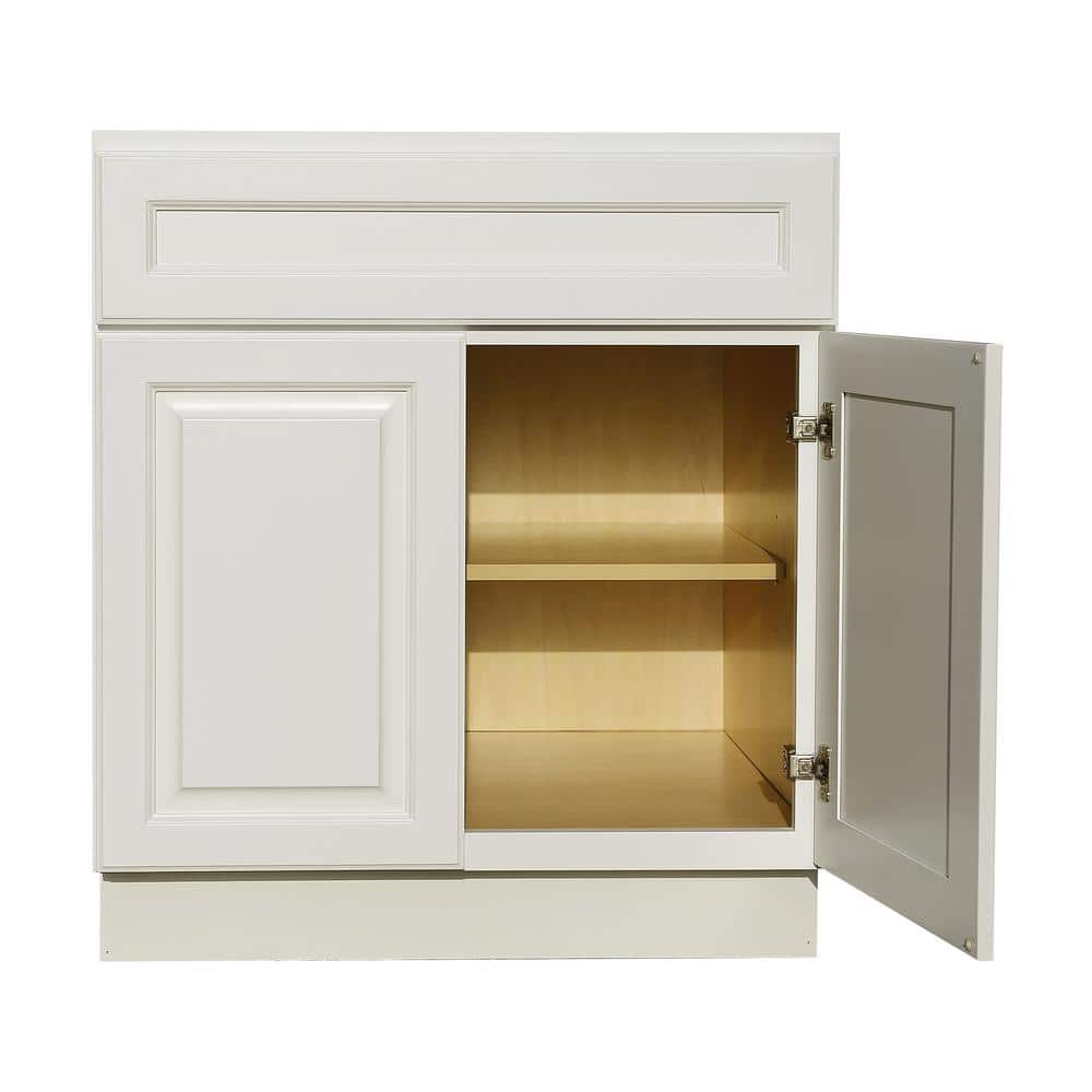 LIFEART CABINETRY LaPort Assembled 24x34.5x24 in. Base Cabinet with 2 Doors and 1 Drawer in Classic White