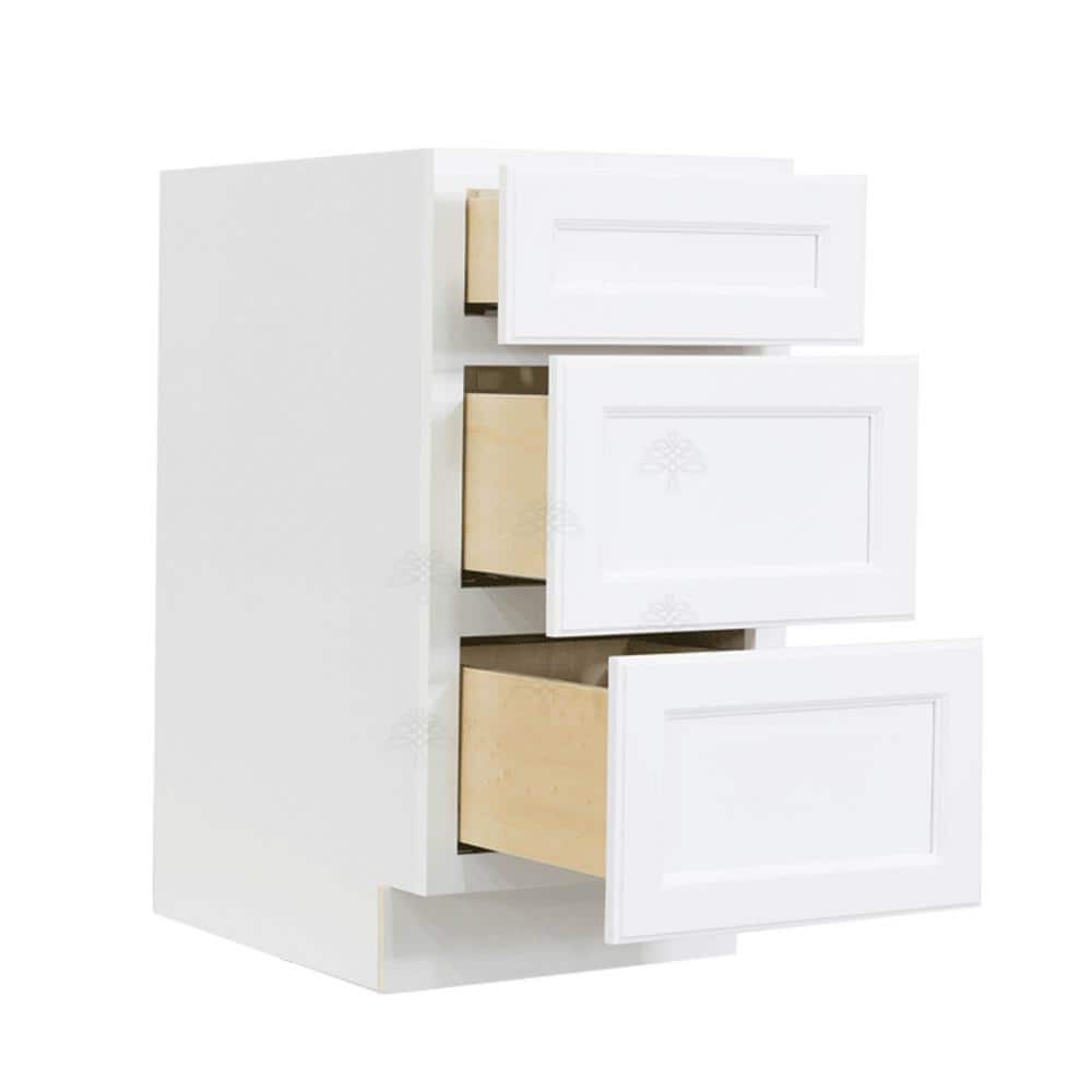 LIFEART CABINETRY LaPort Assembled 12x34.5x24 in. Base Cabinet with 3 Drawers in Classic White