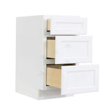 LIFEART CABINETRY LaPort Assembled 12x34.5x24 in. Base Cabinet with 3 Drawers in Classic White