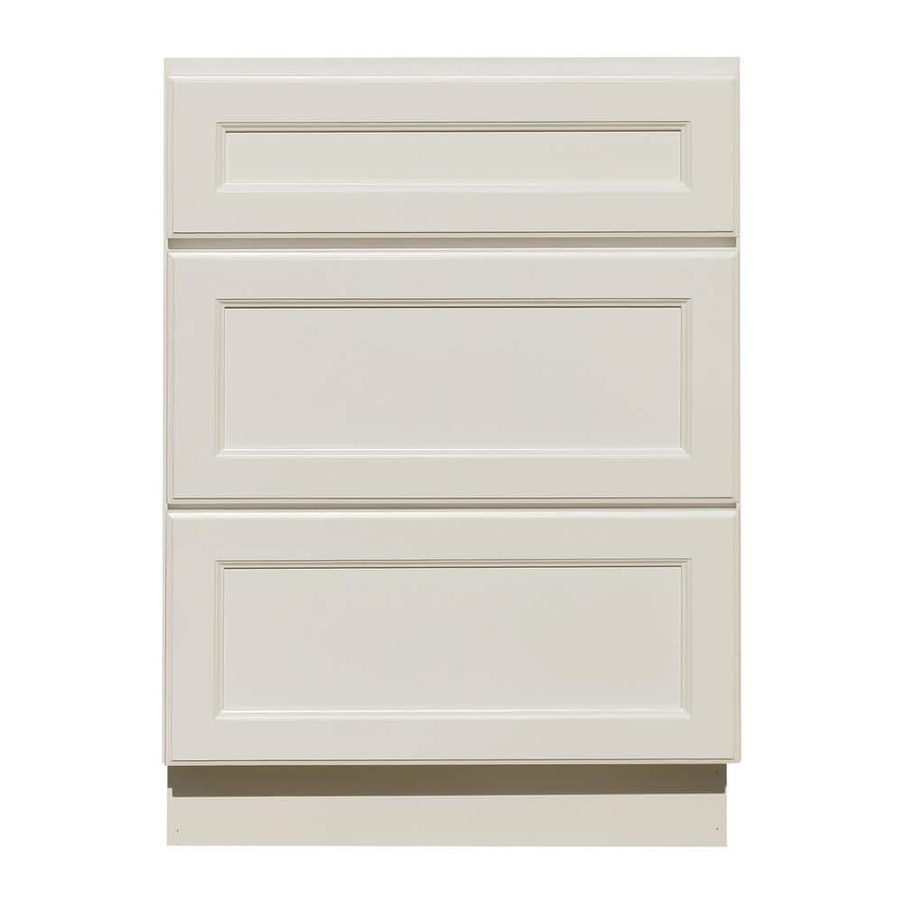LIFEART CABINETRY LaPort Assembled 12x34.5x24 in. Base Cabinet with 3 Drawers in Classic White