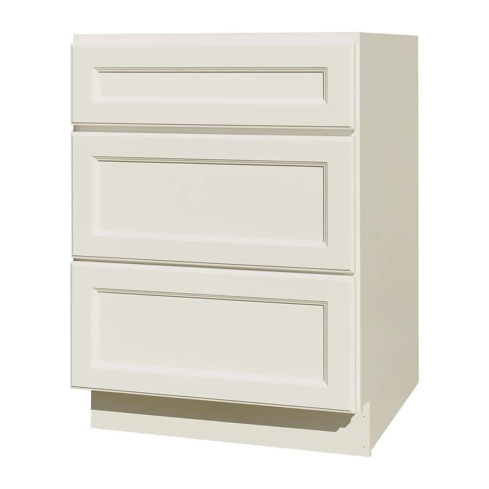 LIFEART CABINETRY LaPort Assembled 12x34.5x24 in. Base Cabinet with 3 Drawers in Classic White