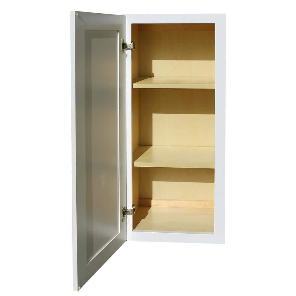 LIFEART CABINETRY LaPort Assembled 15x36x12 in. Wall Cabinet with 1 Door 2 Shelves in Classic White