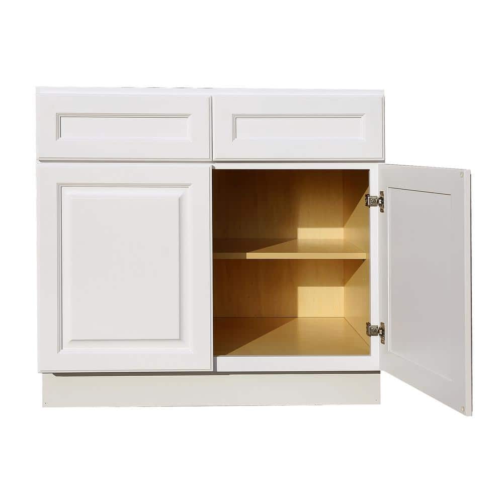 LIFEART CABINETRY Newport Ready to Assemble 36x34.5x24 in. Base Cabinet with 2 Door and 2 Drawer in Classic White