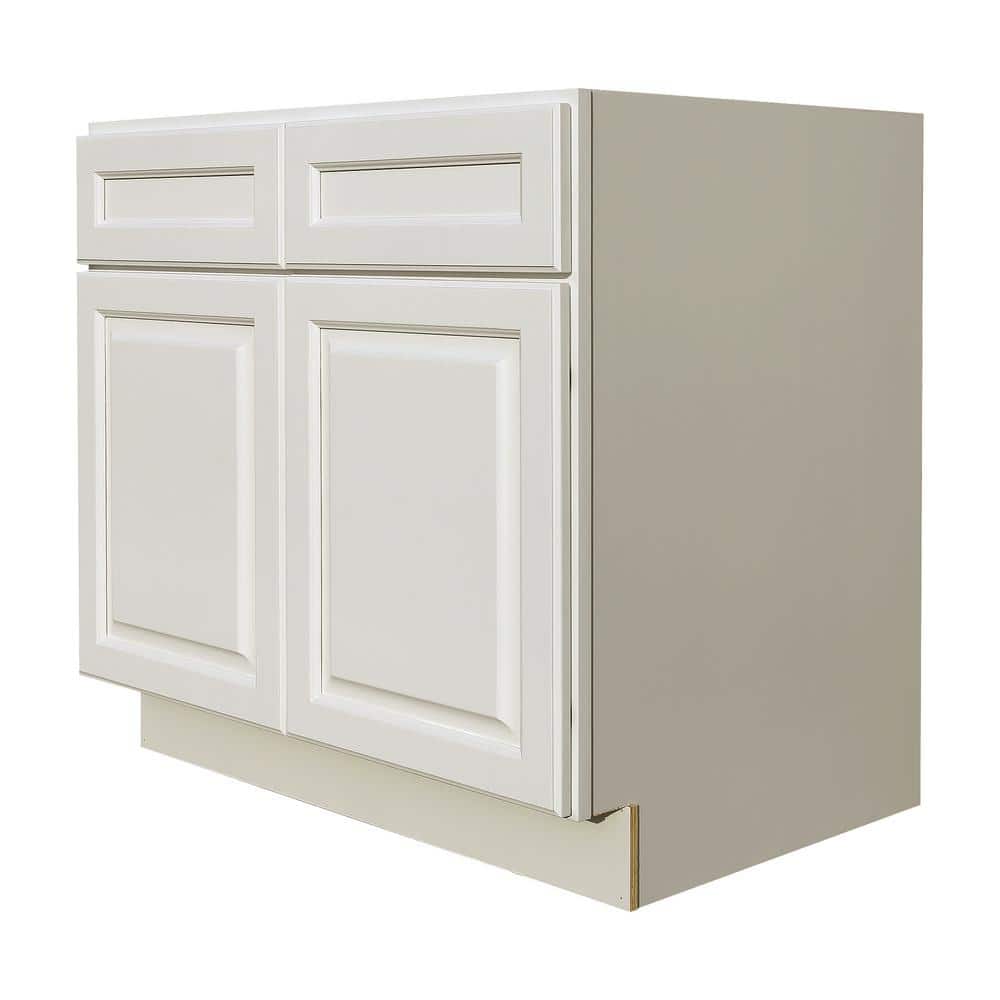 LIFEART CABINETRY Newport Ready to Assemble 36x34.5x24 in. Base Cabinet with 2 Door and 2 Drawer in Classic White