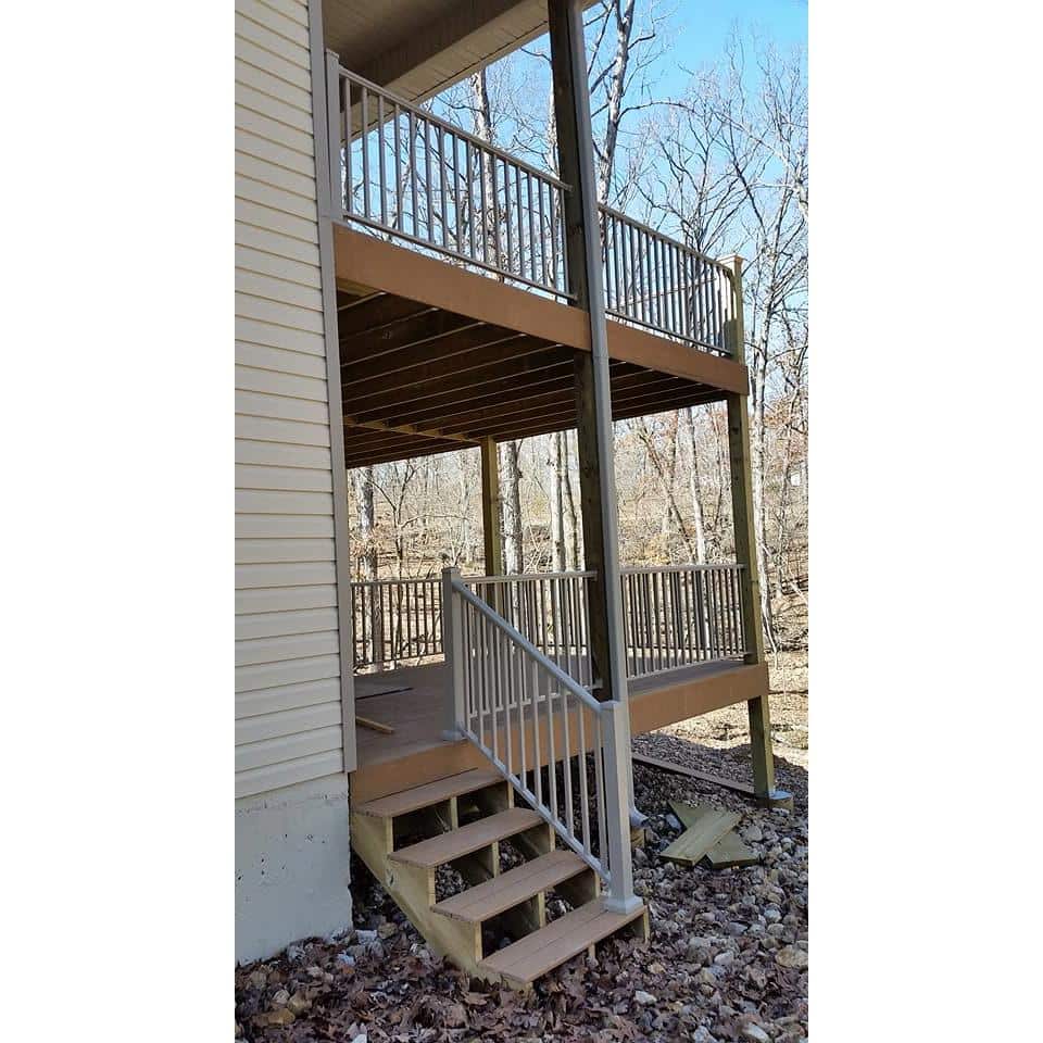 EZ Handrail 3 in. x 3 in. x 38 in. Clay Aluminum Post with Welded Base