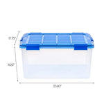 IRIS 15 Gal. Lockable Plastic Storage Tote in Clear with Sturdy Blue Lid and Buckles (4-Pack)