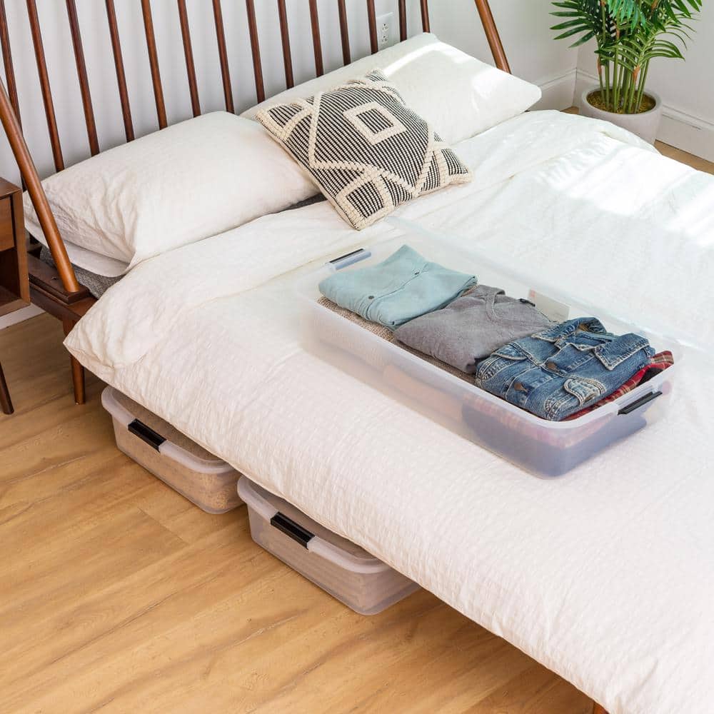 IRIS 50 Qt. Under Bed Storage Container, Clear, (3-Pack)