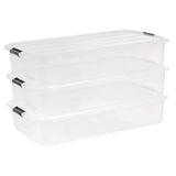 IRIS 50 Qt. Under Bed Storage Container, Clear, (3-Pack)