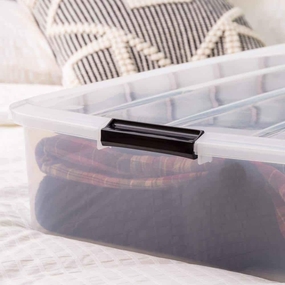 IRIS 50 Qt. Under Bed Storage Container, Clear, (3-Pack)