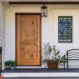 Krosswood Doors 30 in. x 80 in. Rustic Knotty Alder Arch Top Clear Stain Left-Hand Inswing Wood Single Prehung Front Door