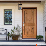 Krosswood Doors 32 in. x 80 in. Rustic Knotty Alder Arch Top Clear Stain Right-Hand Inswing Wood Single Prehung Front Door