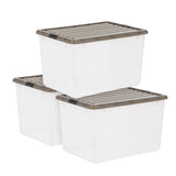 144 Qt. Plastic Storage Bin with Buckles in Clear (3-Pack)