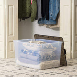 144 Qt. Plastic Storage Bin with Buckles in Clear (3-Pack)