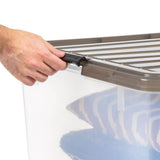 144 Qt. Plastic Storage Bin with Buckles in Clear (3-Pack)