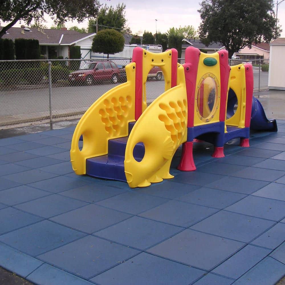 Rubber-Cal Eco-Safety Interlocking Playground Tile, 2.5 x 19.5 x 19.5 in, Single Tile, 2.77 sq. ft. Coverage, Black