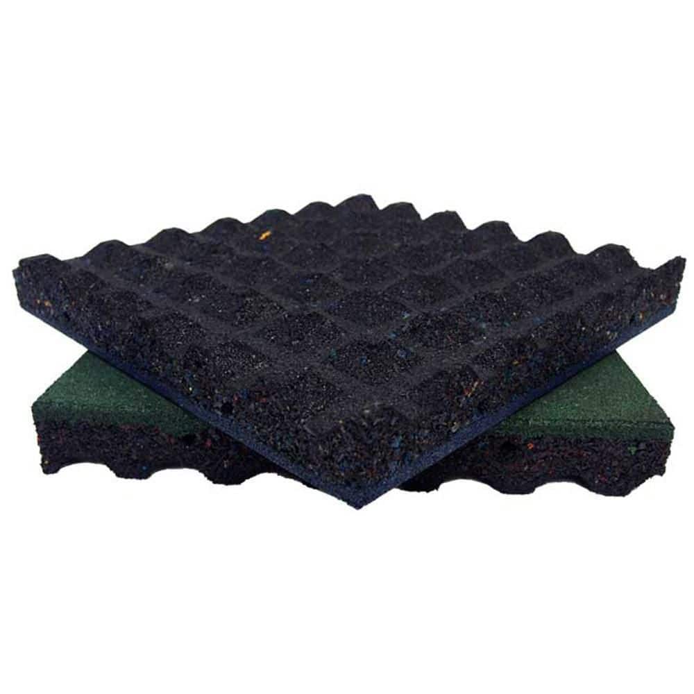 Rubber-Cal Eco-Safety Interlocking Playground Tile, 2.5 x 19.5 x 19.5 in, Single Tile, 2.77 sq. ft. Coverage, Black