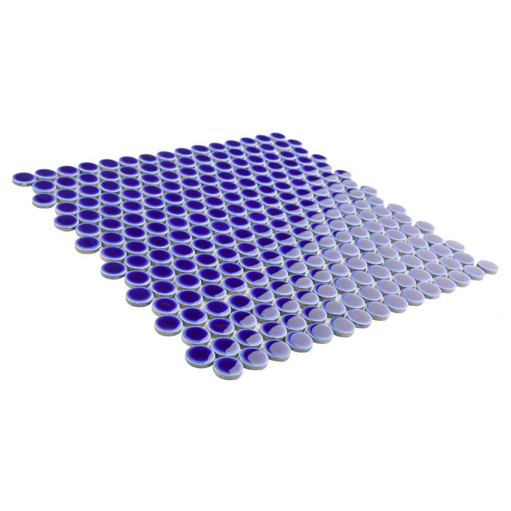 Merola Tile Hudson Penny Round Cobalt 12 in. x 12-5/8 in. x 5 mm Porcelain Mosaic Tile (10.74 sq. ft. / case)
