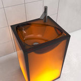 Vanity Art 20 in. L x 18 in. W x 33.5 in. H Stone Resin Transparent Freestanding Pedestal Sink Basin without Faucet Hole in Coffee
