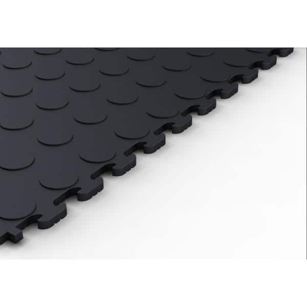 Norsk Multi-Purpose Black 18.3 in. x 18.3 in. PVC Garage Flooring Tile with Raised Coin Pattern (6-Pieces)