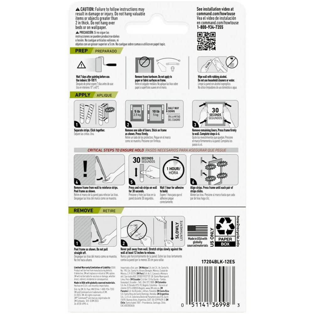 3M Command Medium White Picture Hanging Strips, 12 lb Capacity, 6 Pairs