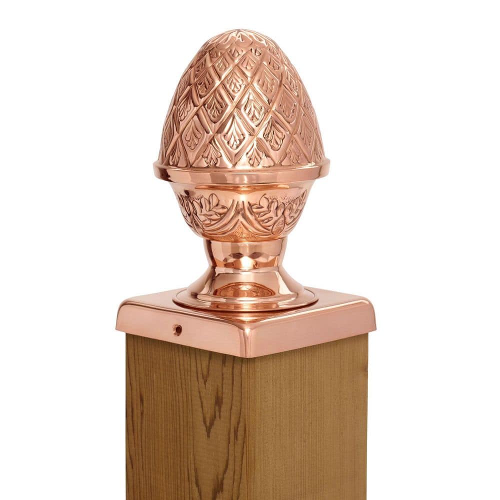Protectyte 6 in. x 6 in. Decorative Post Cap - Pineapple Slip Over Copper Fence Post Cap