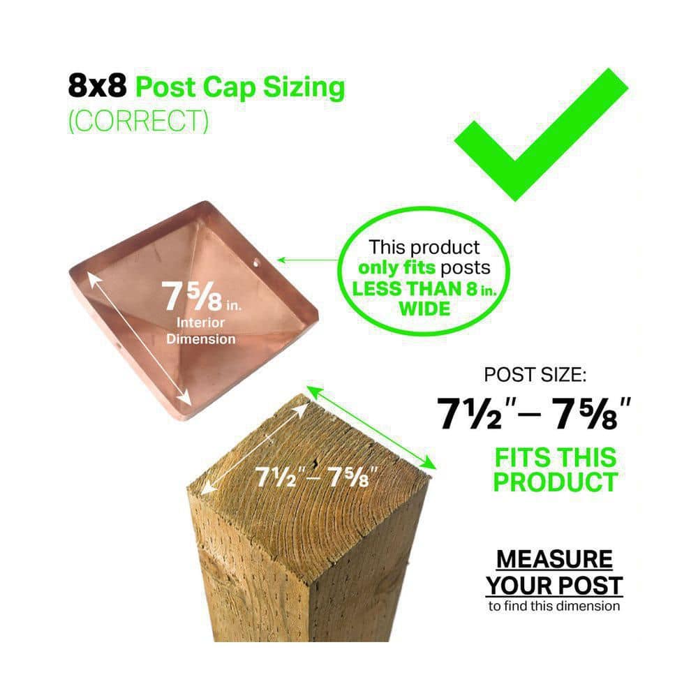 Protectyte 8 in. x 8 in. Copper Flat Top Slip Over Fence Post Cap with 3/4 in. Lip and Screws