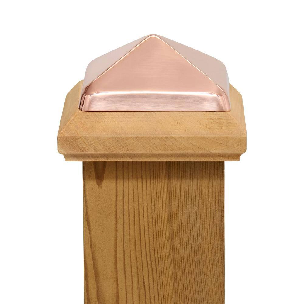 Protectyte 4 in. x 4 in. Post Cap - Traditional Slip Over Fence Post Cap with Copper Pyramid Untreated wood