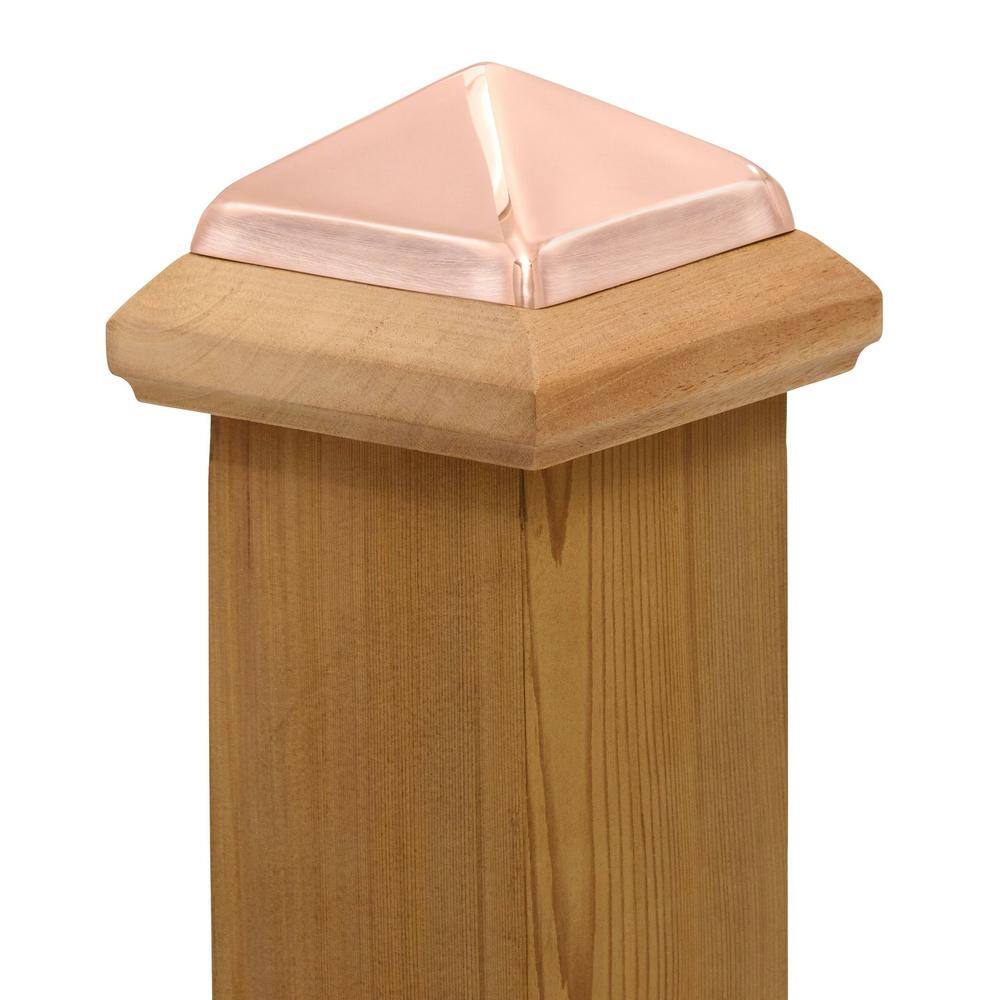 Protectyte 4 in. x 4 in. Post Cap - Traditional Slip Over Fence Post Cap with Copper Pyramid Untreated wood