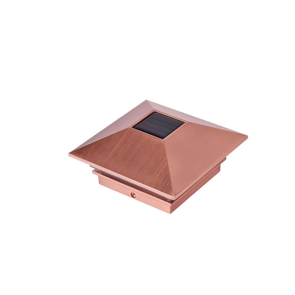 Veranda 4 in. x 4 in. (3.5 x 3.5 Post Size) 3 Lumens Copper Plated Plastic Solar Post Cap