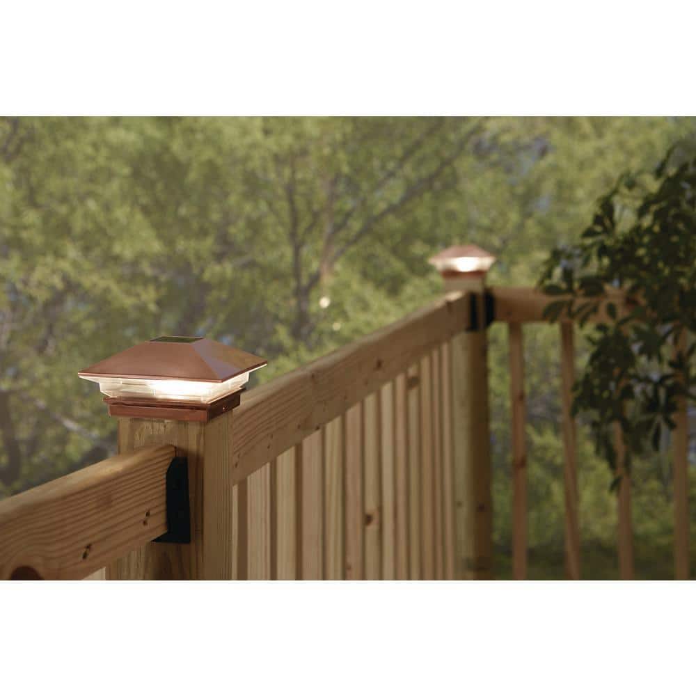 Veranda 4 in. x 4 in. (3.5 x 3.5 Post Size) 3 Lumens Copper Plated Plastic Solar Post Cap