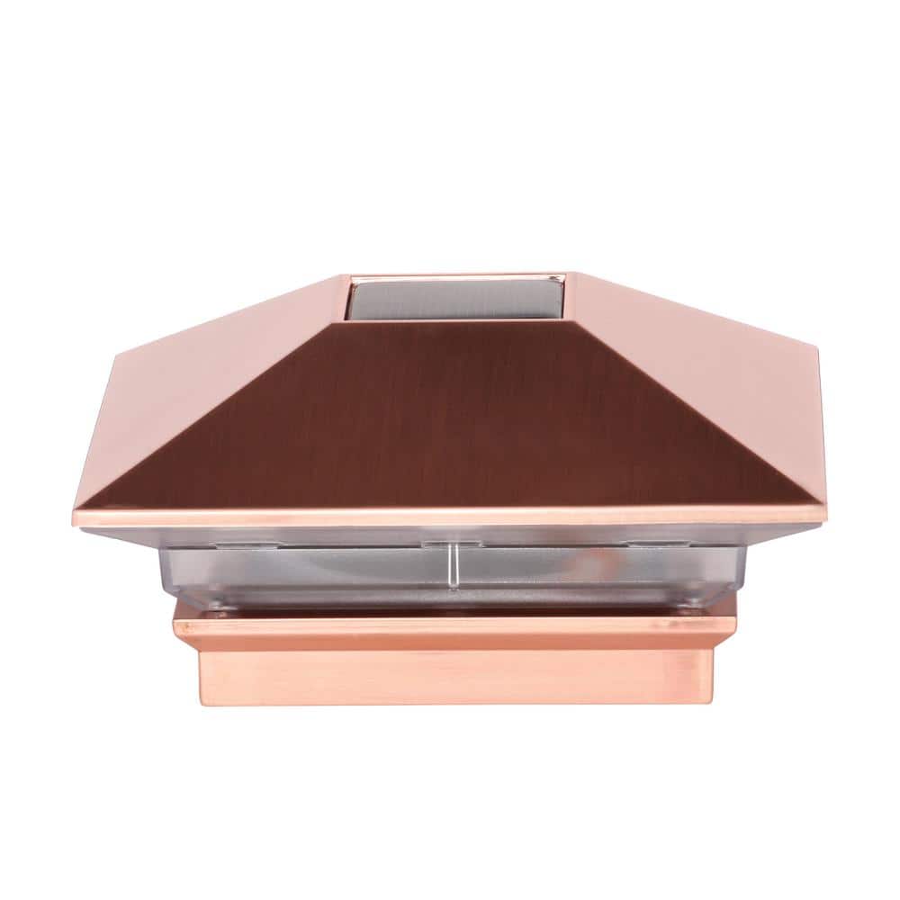 Veranda 4 in. x 4 in. (3.5 x 3.5 Post Size) 3 Lumens Copper Plated Plastic Solar Post Cap
