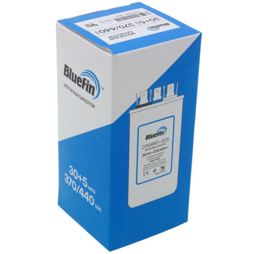 Bluefin CPDRR1-305 capacitor - label view (Product Type: Capacitor; Voltage: 440/370V)