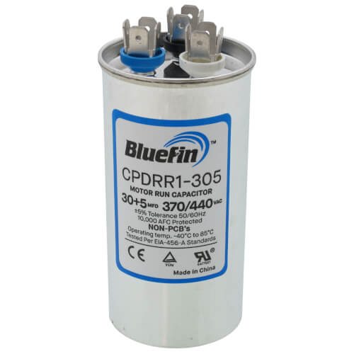 Bluefin CPDRR1-305 capacitor - front view (Product Type: Capacitor; Voltage: 440/370V)