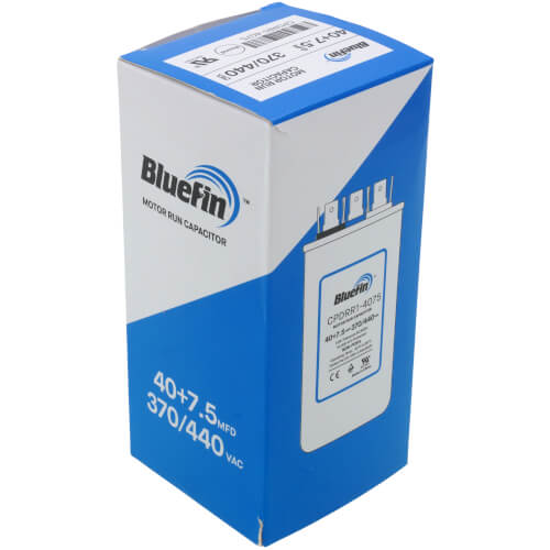 Bluefin CPDRR1-4075 capacitor - label view (Product Type: Capacitor; Voltage: 440/370V)