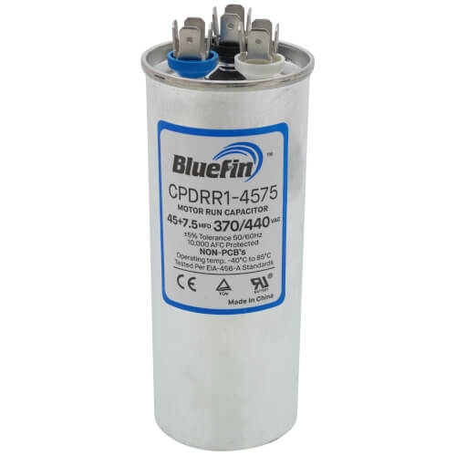 Bluefin CPDRR1-4575 capacitor - front view (Product Type: Capacitor; Voltage: 440/370V)