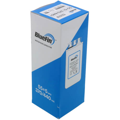 Bluefin CPDRR1-555 capacitor - label view (Product Type: Capacitor; Voltage: 440/370V)