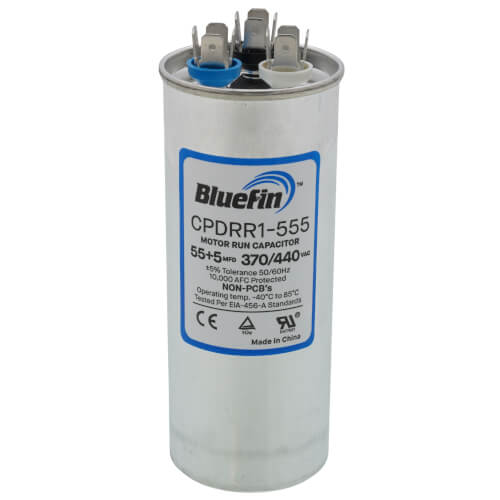 Bluefin CPDRR1-555 capacitor - front view (Product Type: Capacitor; Voltage: 440/370V)