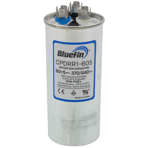 Bluefin CPDRR1-605 capacitor - front view (Product Type: Capacitor; Voltage: 440/370V)