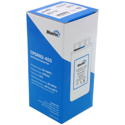 Bluefin CPDRR2-455 capacitor - alternate view (Product Type: Capacitor; Voltage: 370V)
