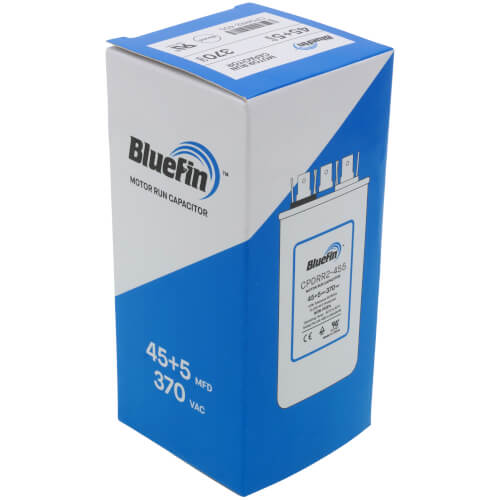 Bluefin CPDRR2-455 capacitor - label view (Product Type: Capacitor; Voltage: 370V)